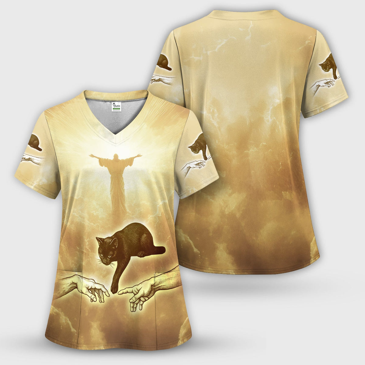 Golden Angel Cat Nurse Scrub Set