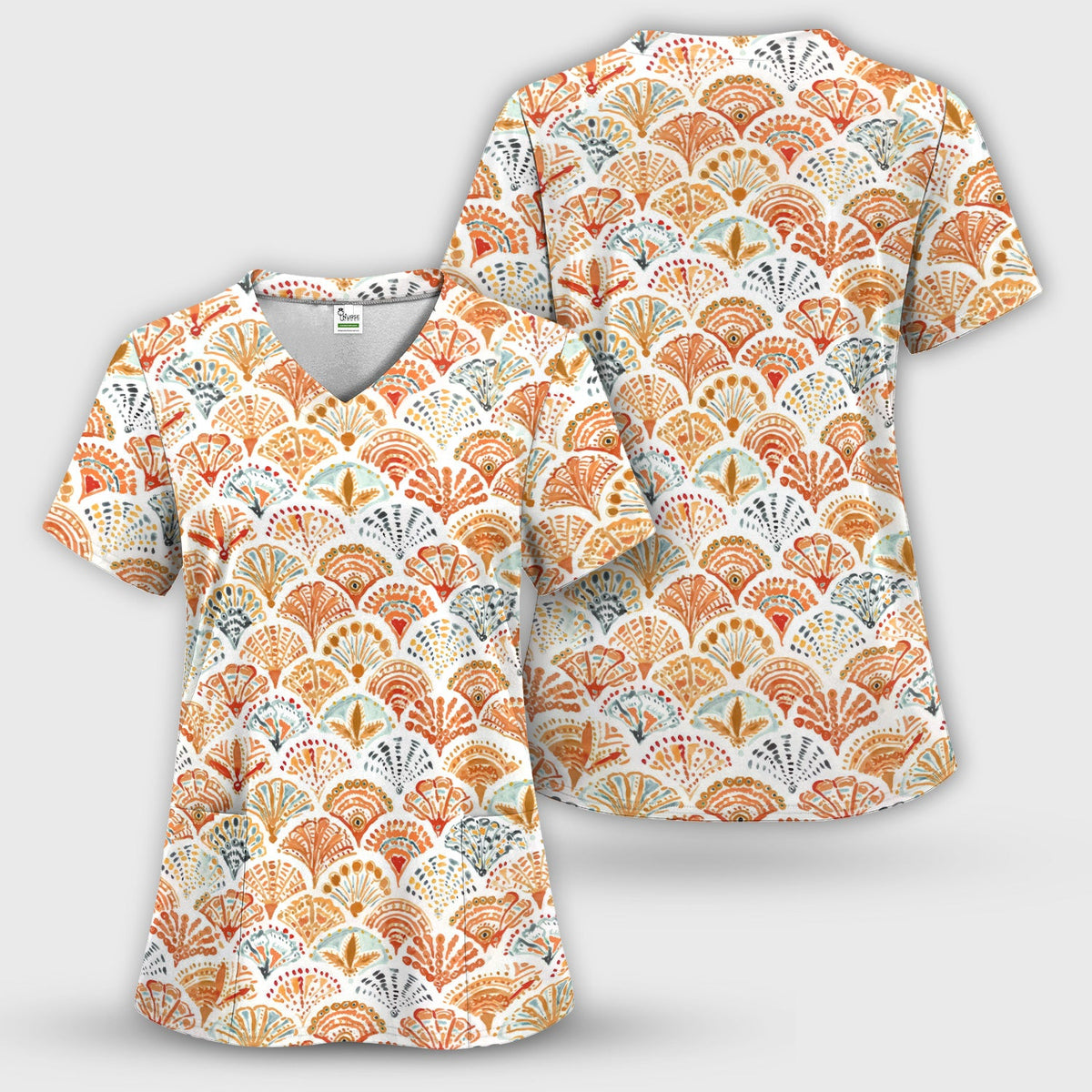 Cute Boho Fan Nurse Scrub Set