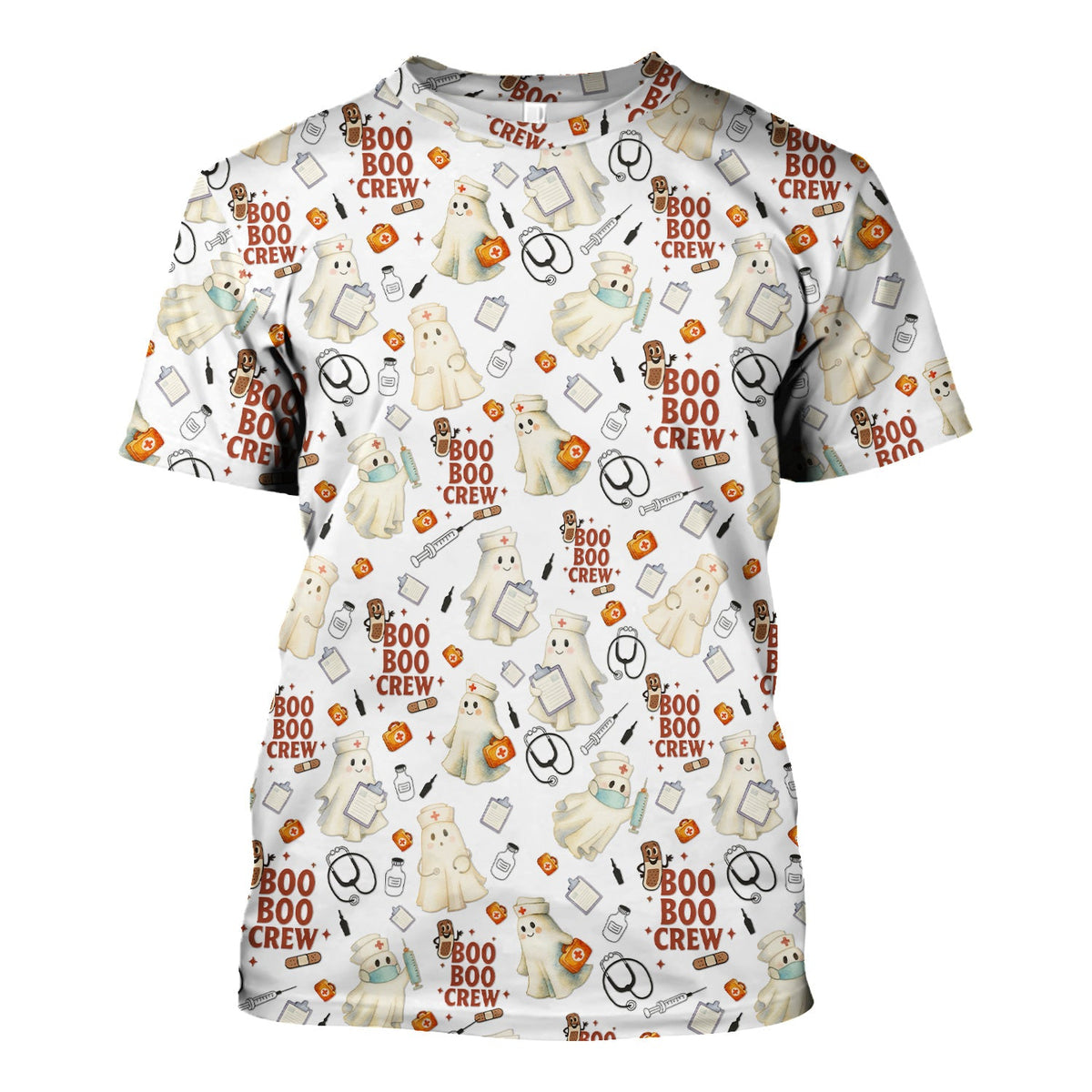 Boo Boo Crew Funny Ghost Nurse Scrub Top