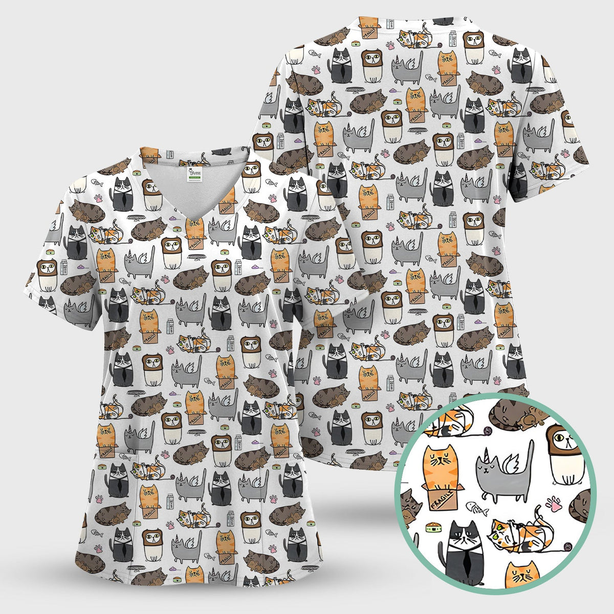 Lazy Cat Doodle Cozy Kitty Nurse Scrub Set