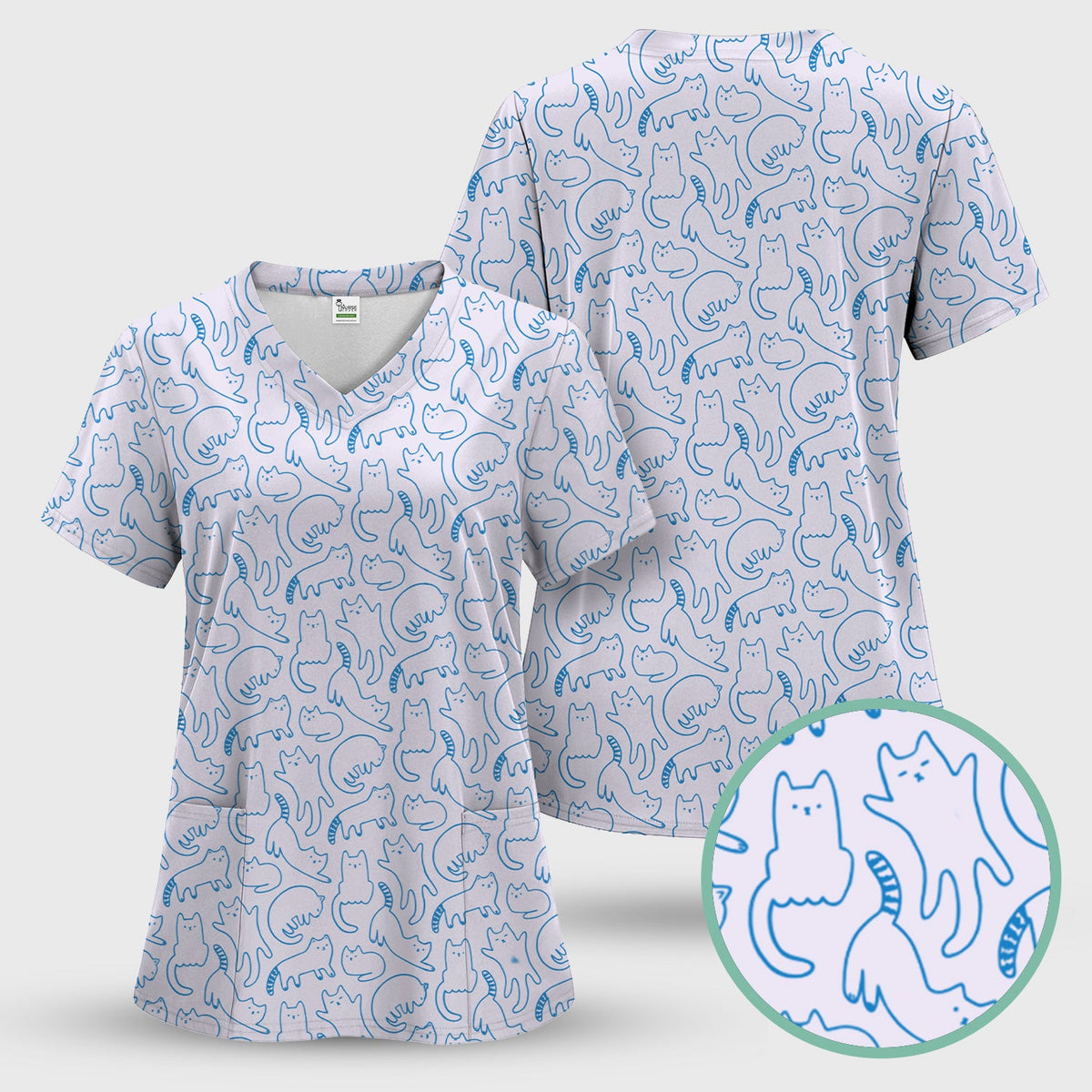 Artistic Cat Nurse Scrub Set