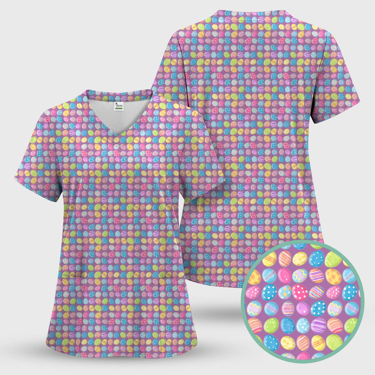 Colorful Easter Eggs Nurse Scrub Set