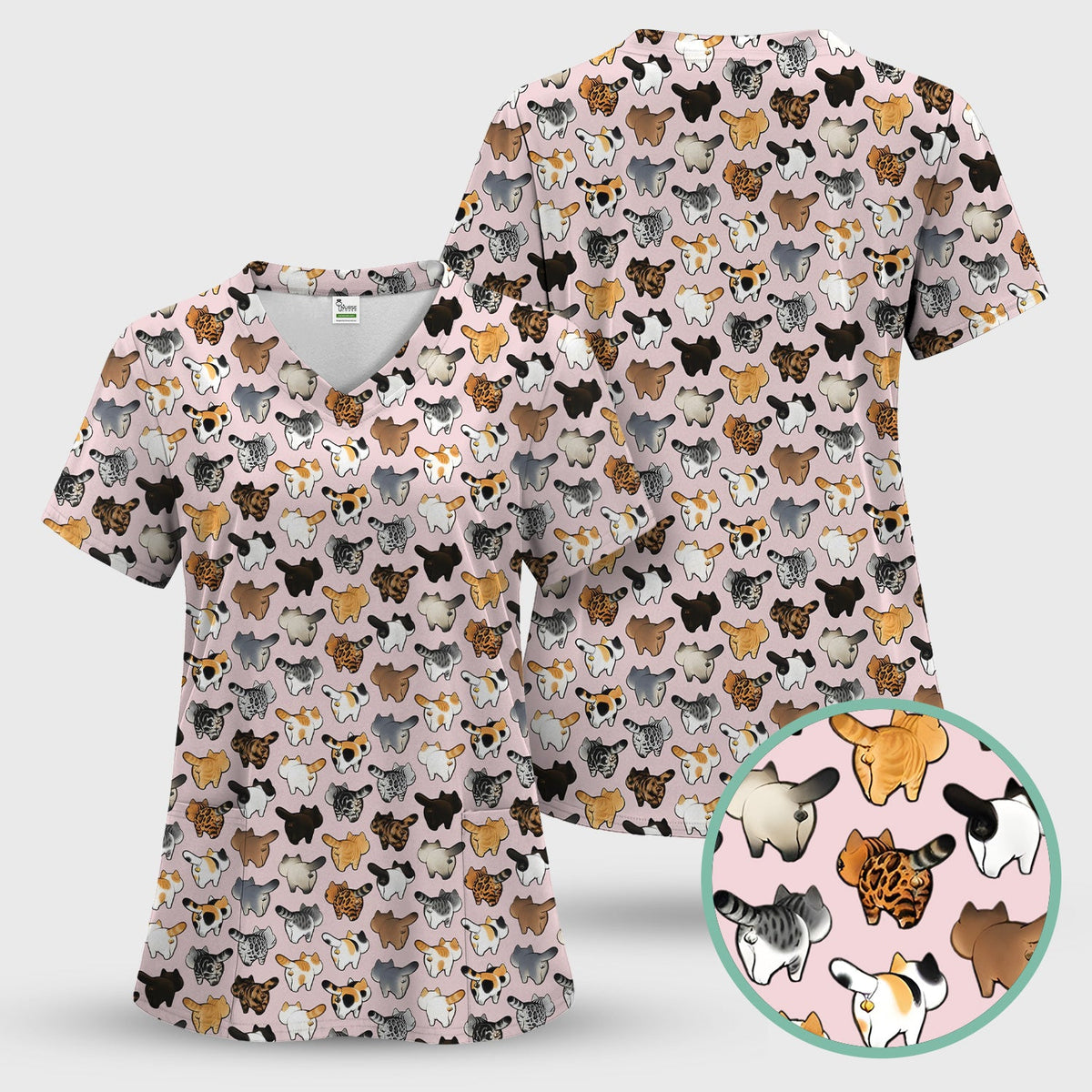 Cat Butt Nurse Scrub Top