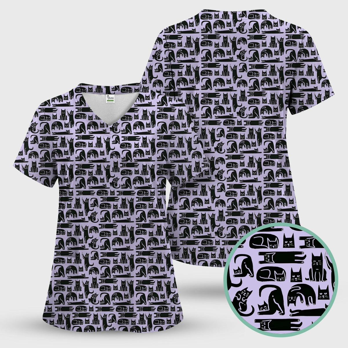 Funny Cat Poses Nurse Scrub Set