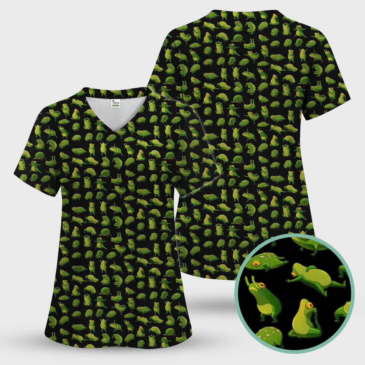 Frog Cartoon Nurse Scrub Top