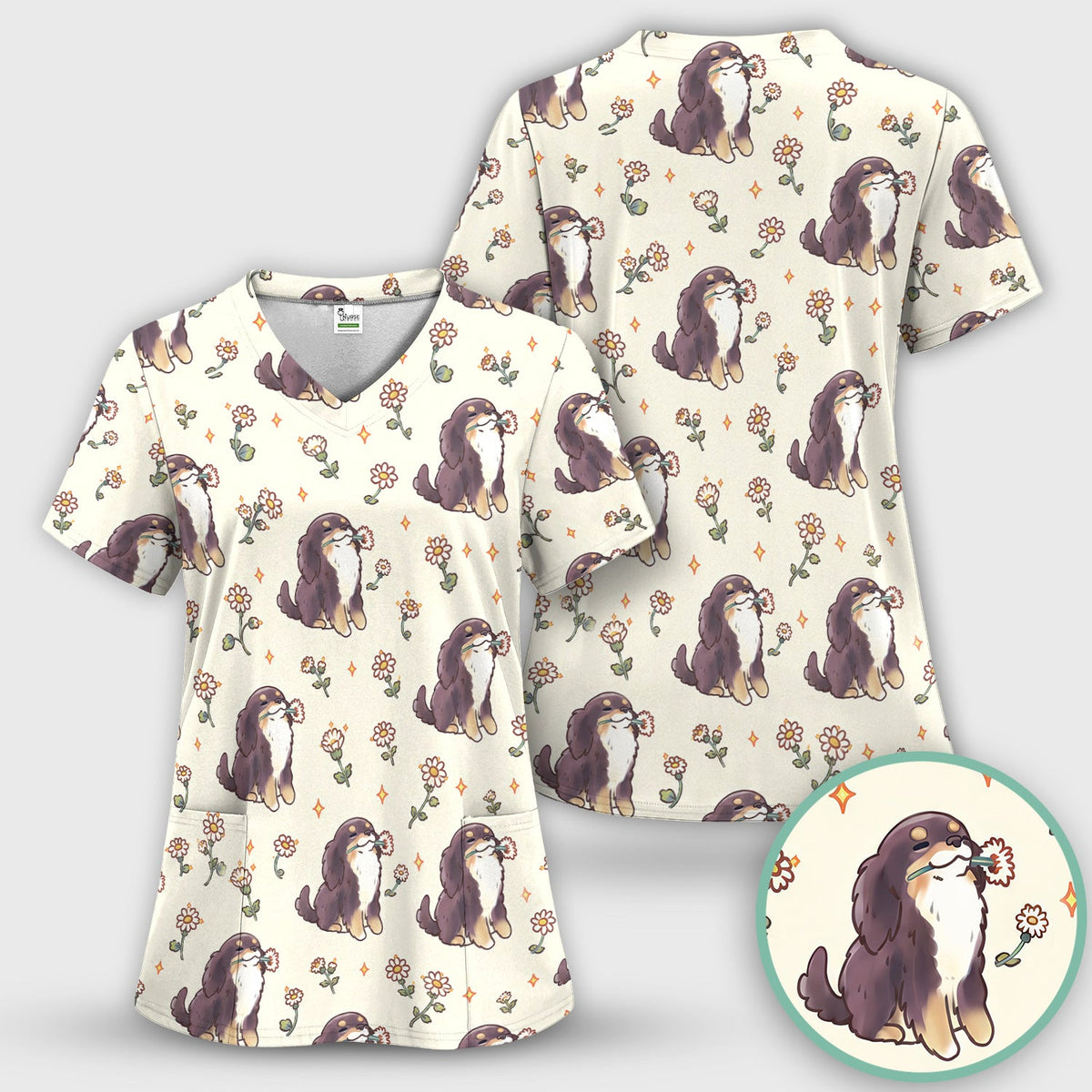 Floral Otter Daisy Nurse Scrub Set
