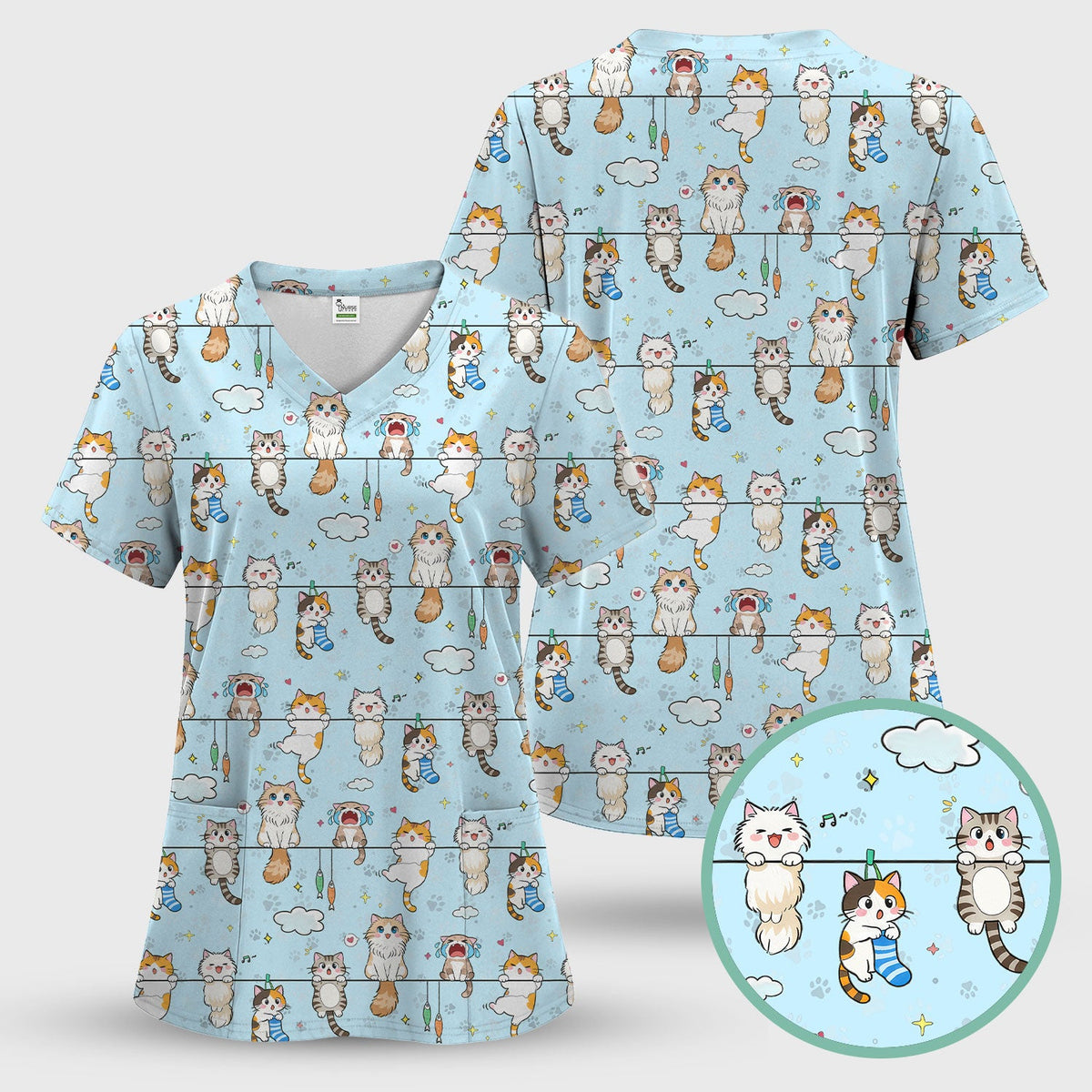 Cats With Cute Expressions Nurse Scrub Set