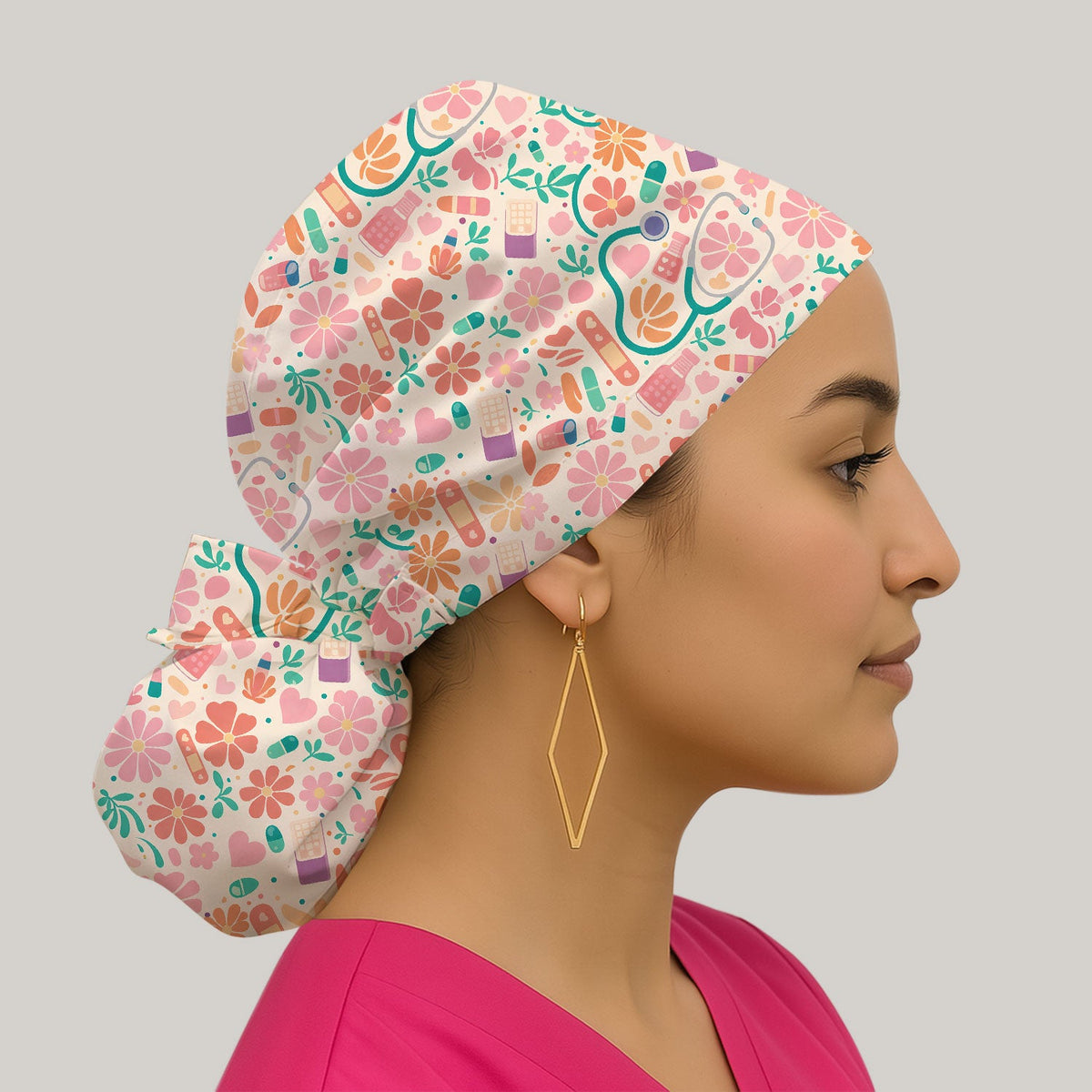 Medical Floral Scrub Cap