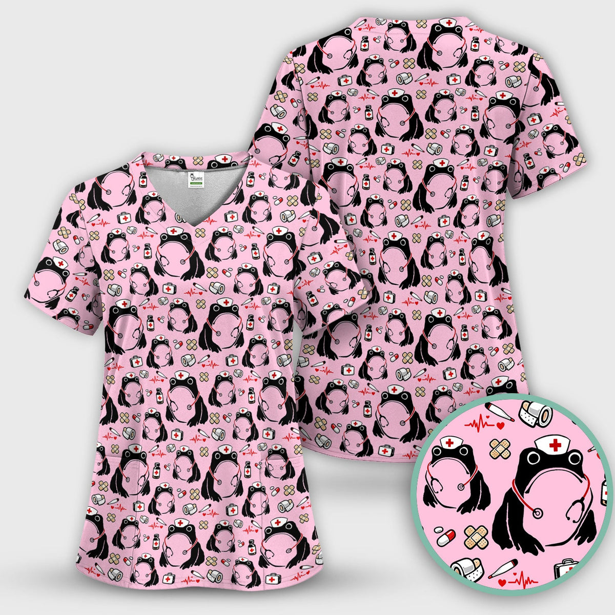 Frog Medical Nurse Scrub Top