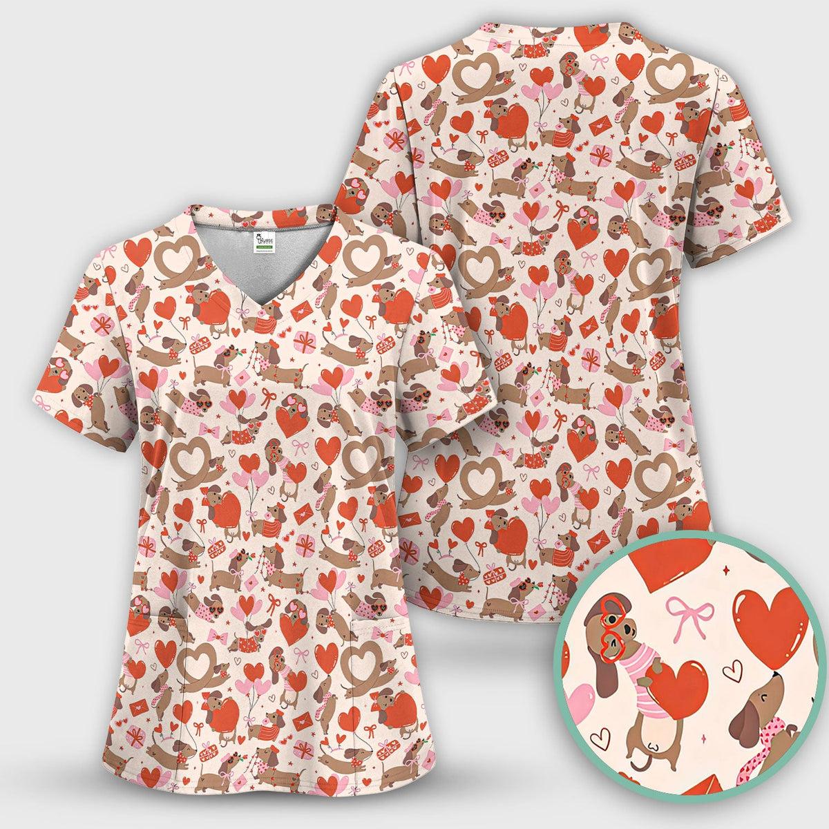 Dachshund Nurse Scrub Set - Valentines Day Gift