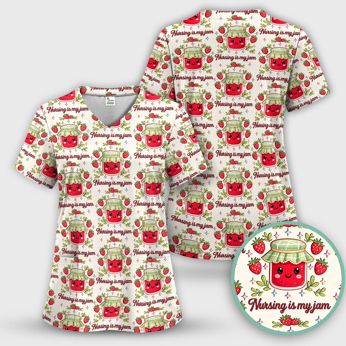 Strawberry Jam Nurse Scrub Top