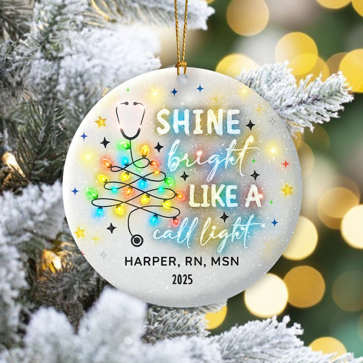 Personalized Shine Bright Call Light Nurse Ornament