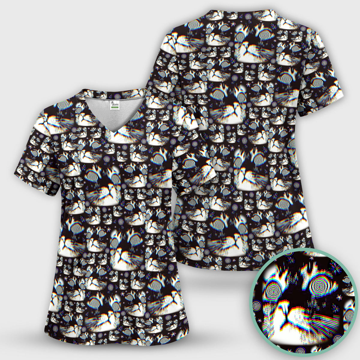 Cosmic Cat Eye Spiral Nurse Scrub Set