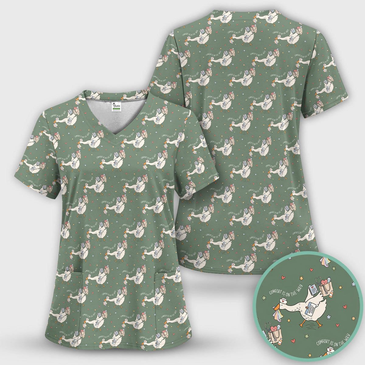 Comfort Is On The Way Goose Nurse Scrub Top