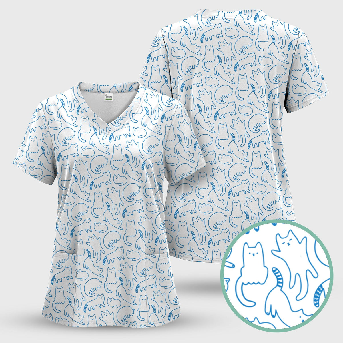Artistic Cat Nurse Scrub Set