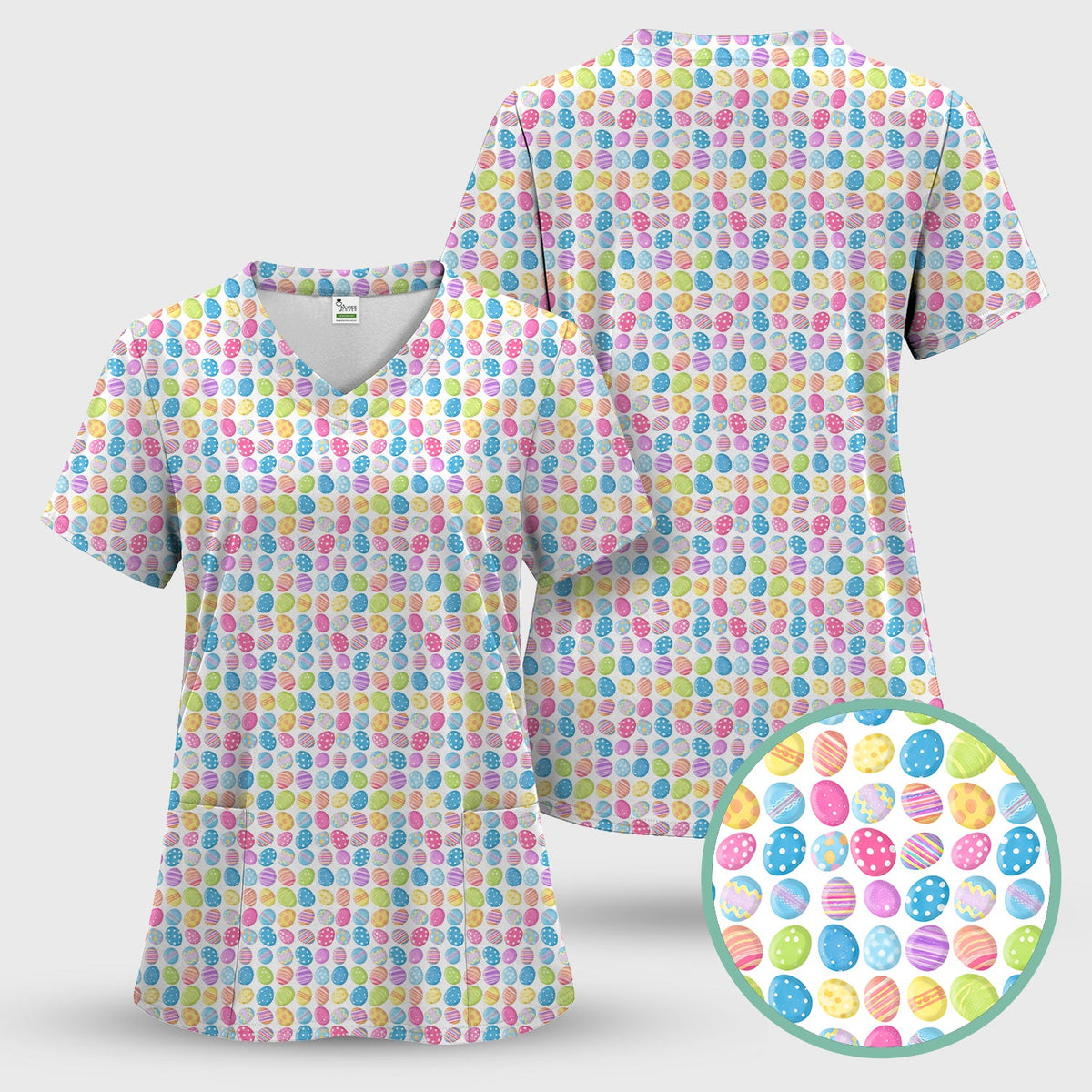 Colorful Easter Eggs Nurse Scrub Set