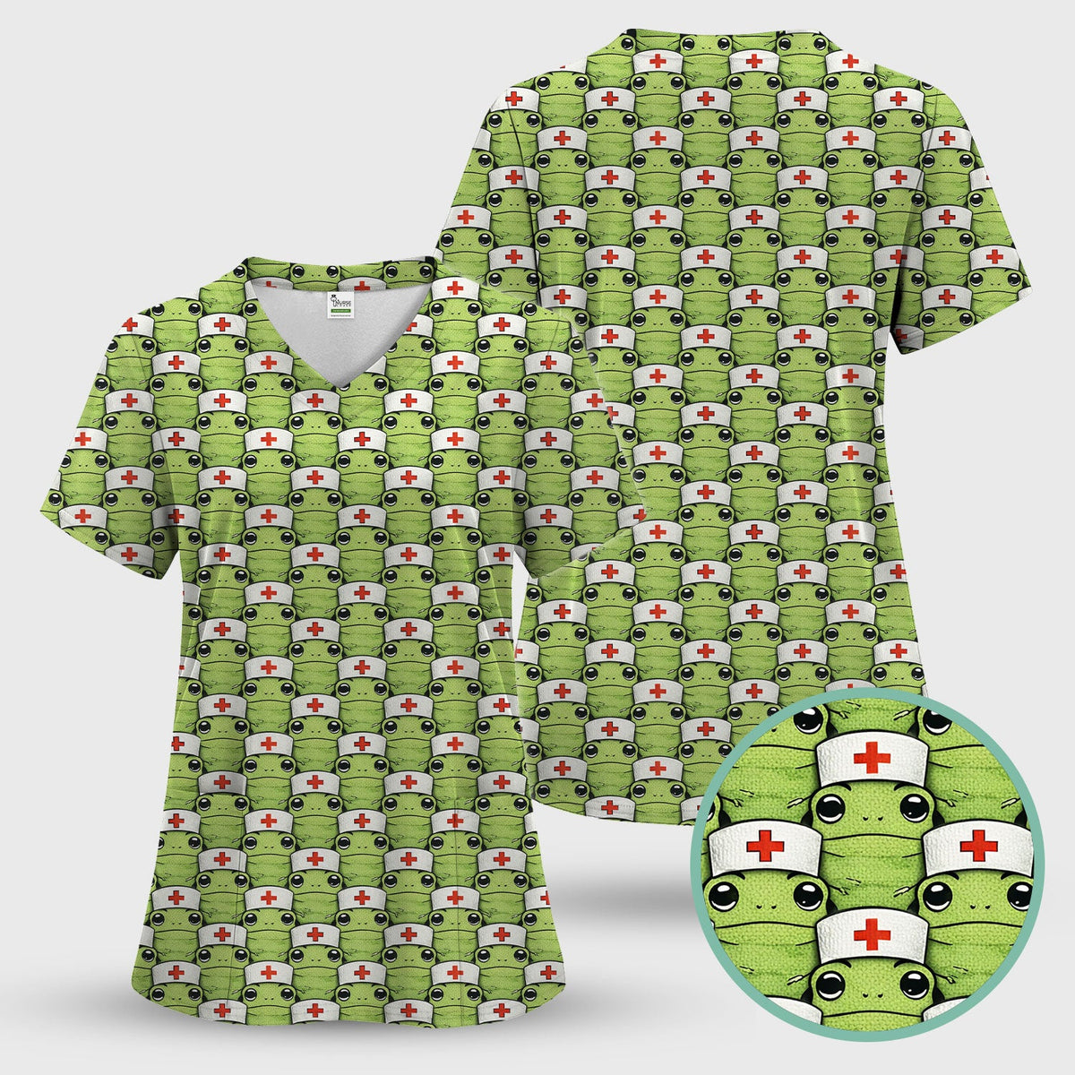 Green Frog Nurse Scrub Top