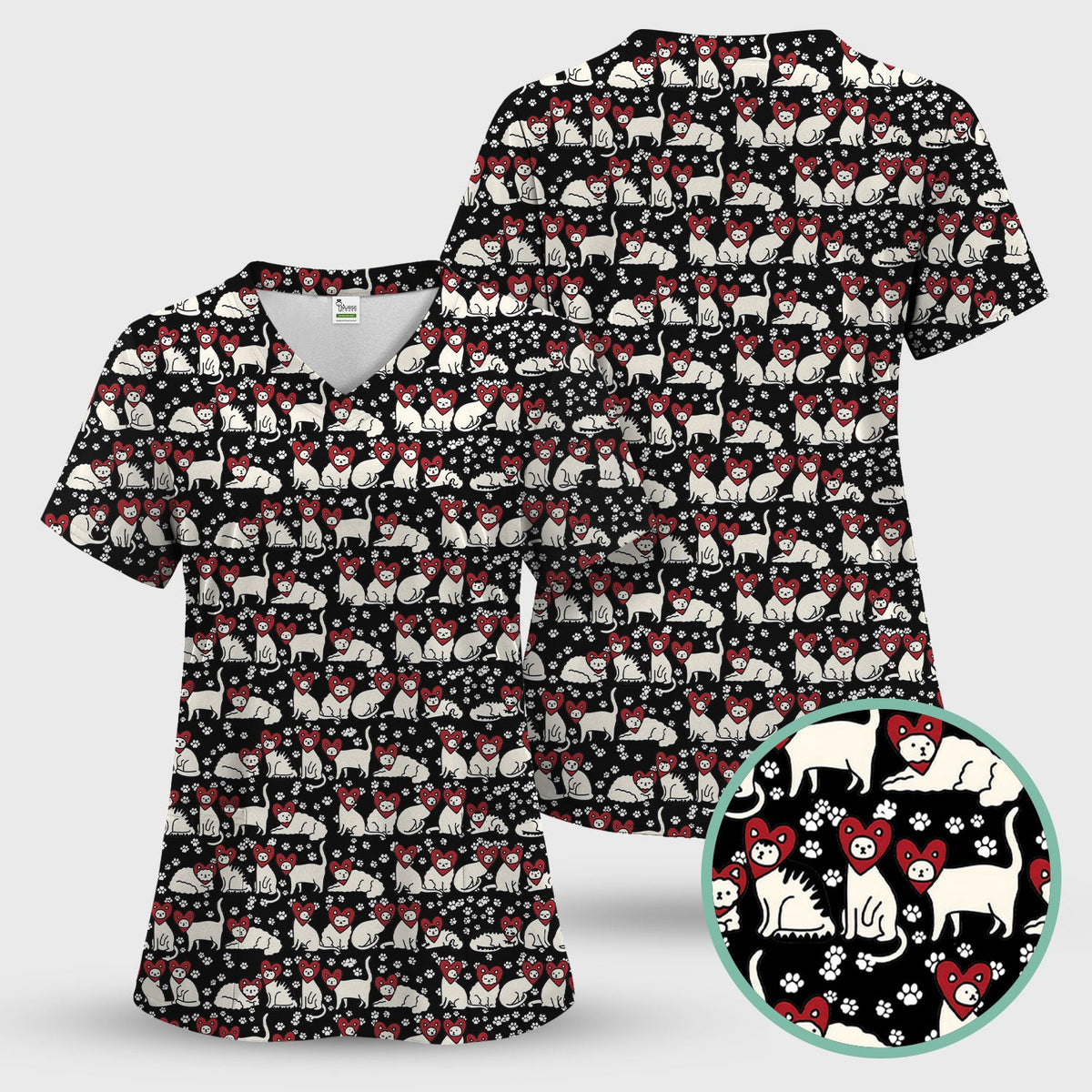 Cat Heart Nurse Scrub Set