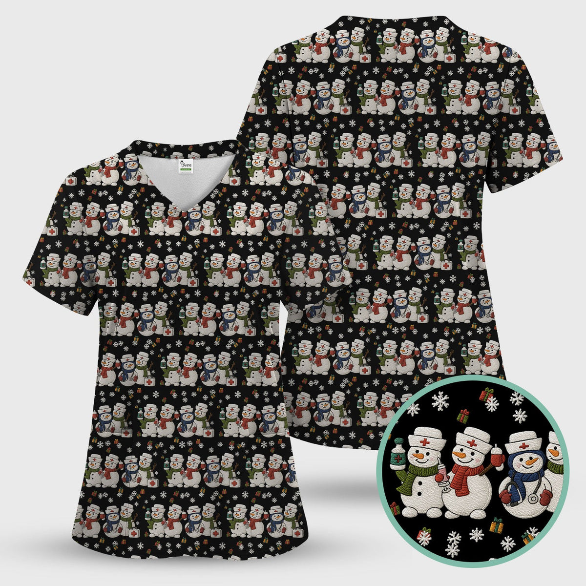 Snowman Nurse Scrub Top - Christmas Gift