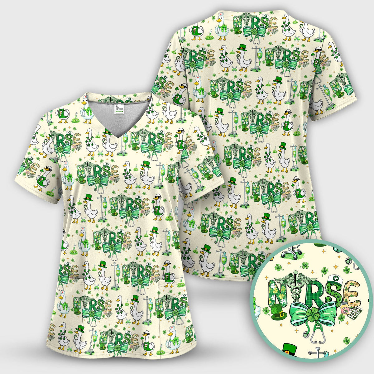 Shamrock Goose Nurse Scrub Set - St Patricks Day Gift