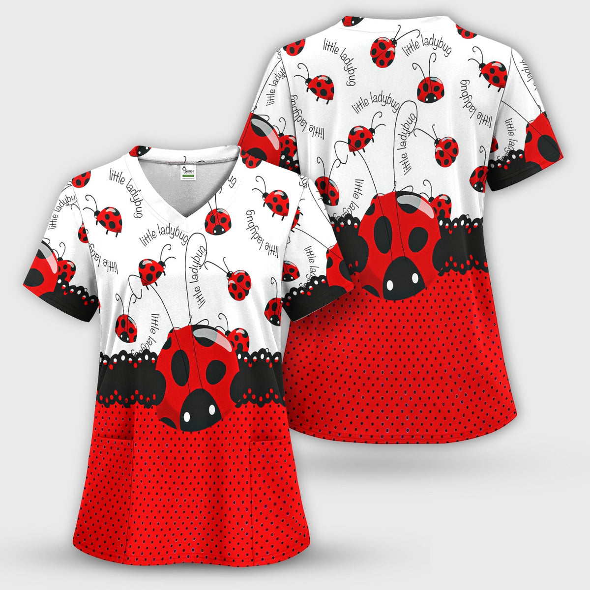 Little Ladybug Polka Dot Nurse Scrub Set