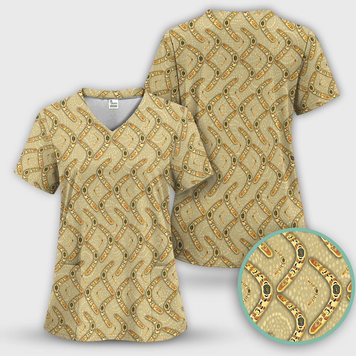 Aboriginal Boomerang Nurse Scrub Set