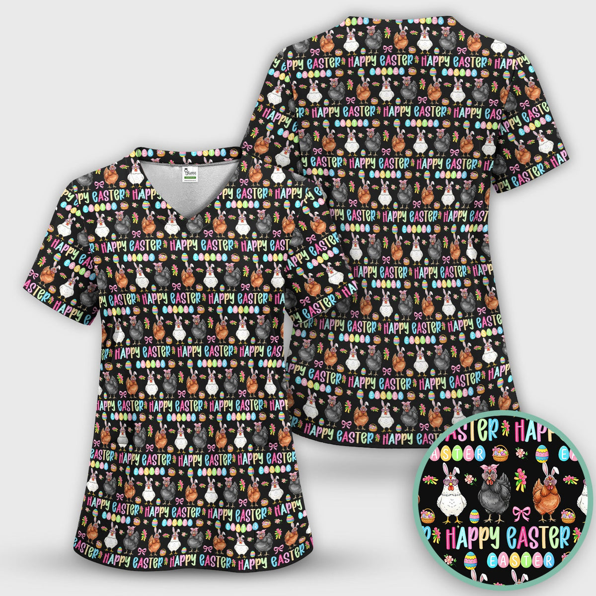 Bunny Eggs Nurse Scrub Tops - Easter Gift