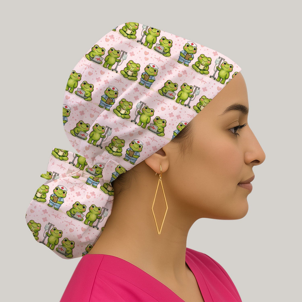 Adorable Frog Various Poses Scrub Cap