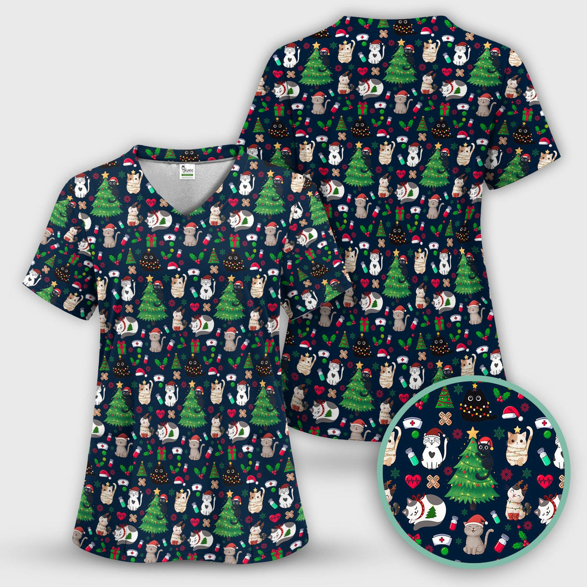 Christmas Pet Nurse Scrub Top
