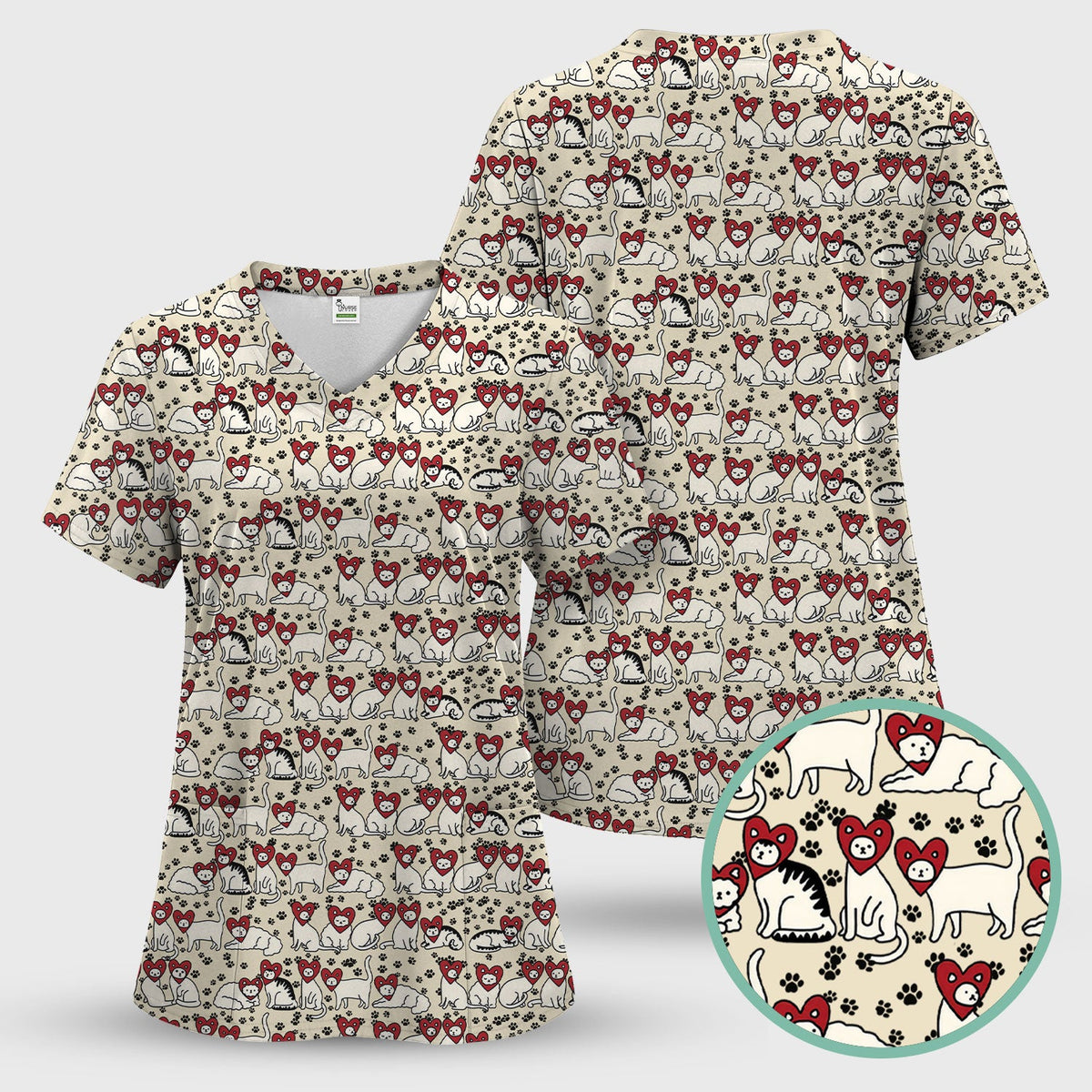 Cat Heart Nurse Scrub Set