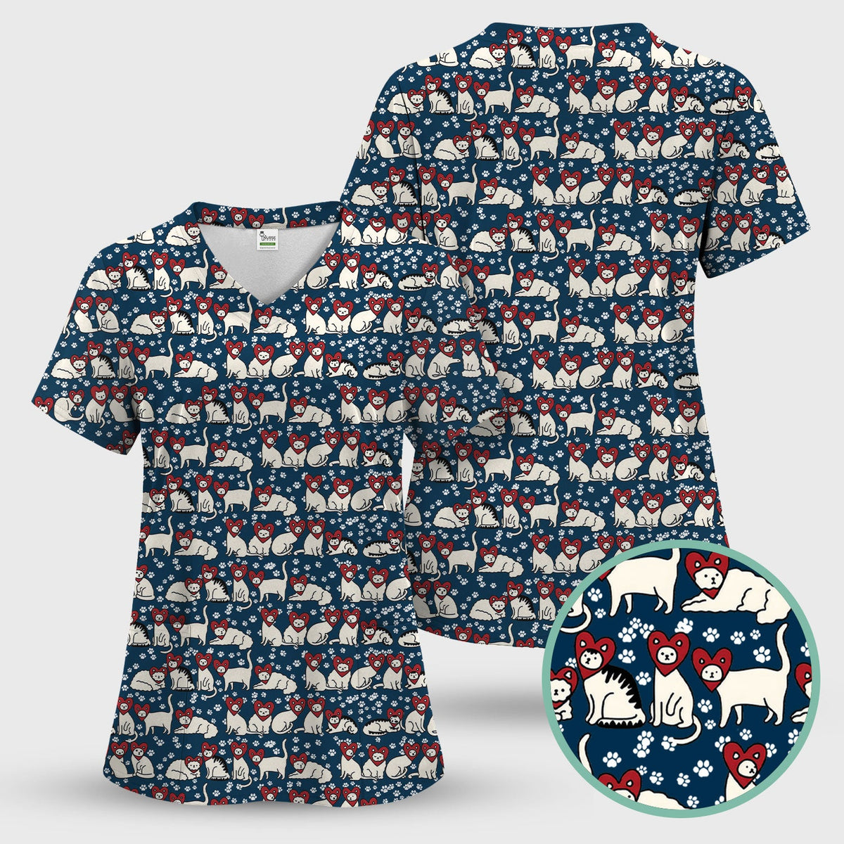 Cat Heart Nurse Scrub Set