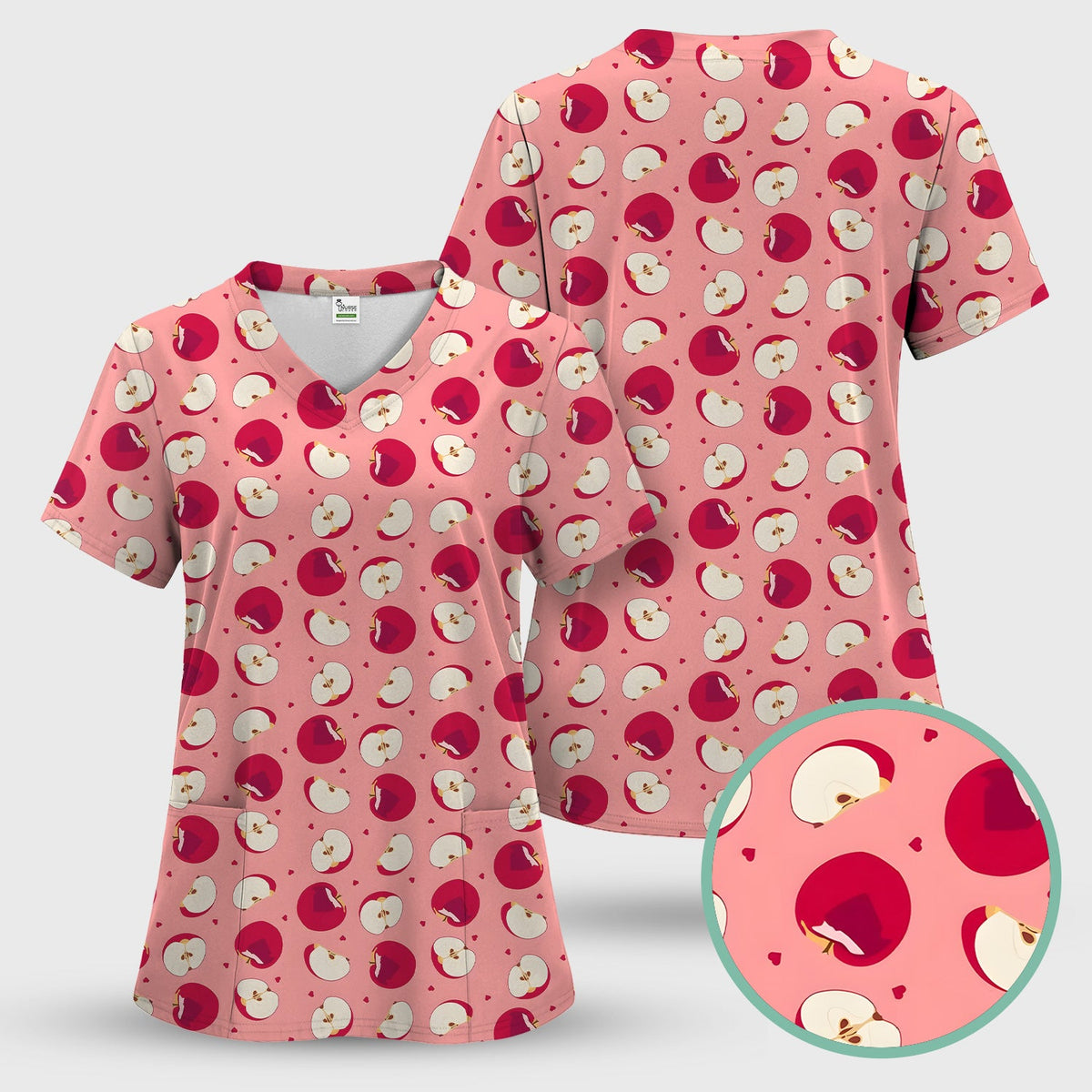 Red Apple Nurse Scrub Top