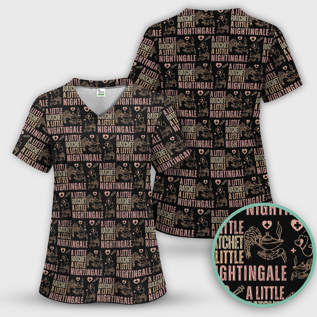 A Little Ratchet A Little Nightingale Women's Scrub Set, Breathable Med Uniform