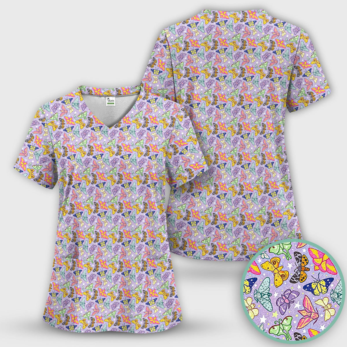 Colorful Butterfly Nurse Scrub Set