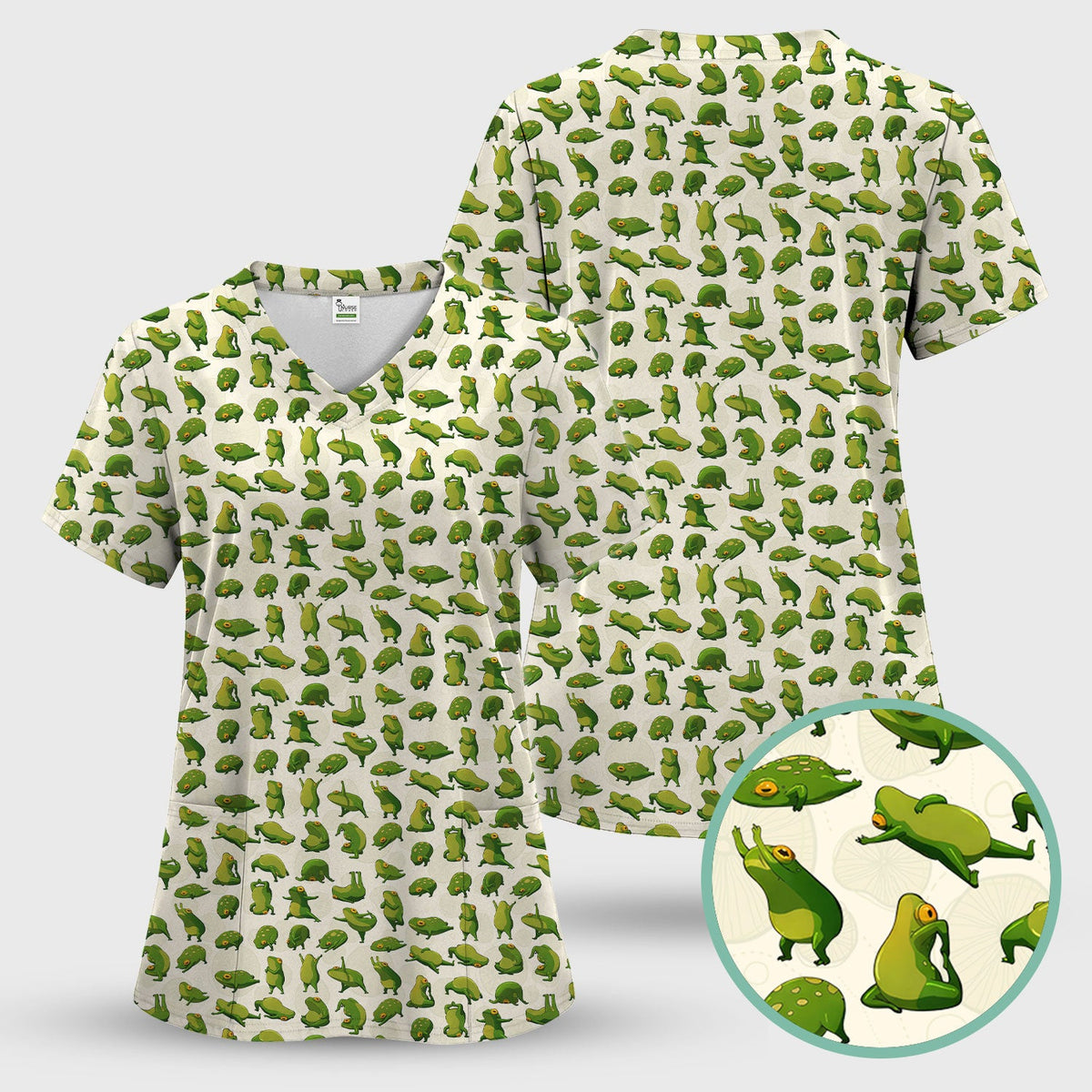 Frog Cartoon Nurse Scrub Top