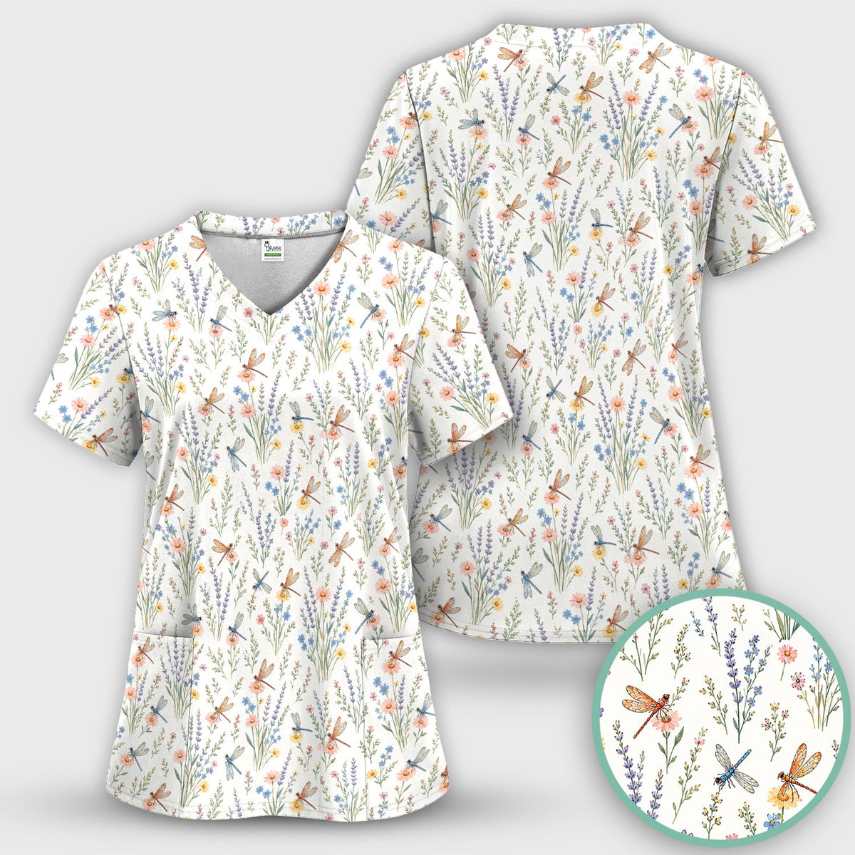 Dragonfly Wildflower Meadow Nurse Scrub Set