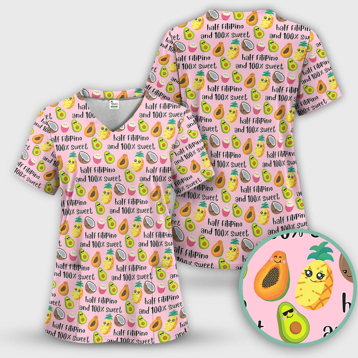 Avocado Fruit Filipino Quote Nurse Scrub Top