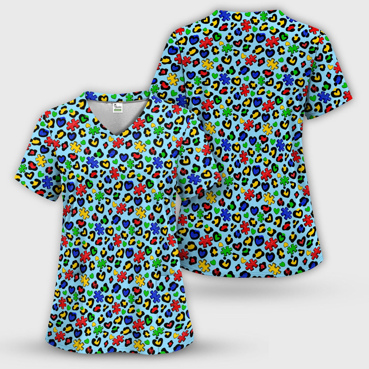 Puzzle Piece Heart Nurse Scrub Set