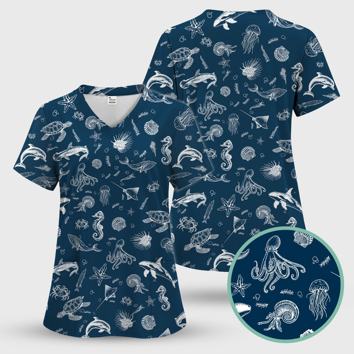 Marine Sea Life Nurse Scrub Set