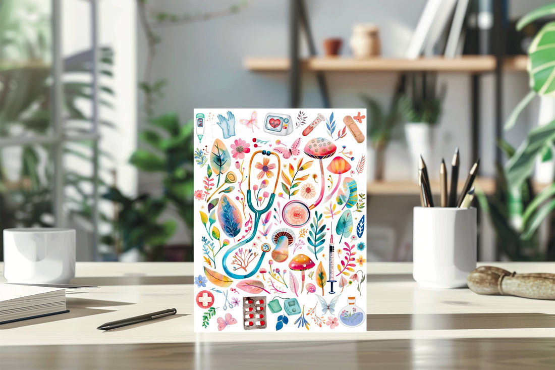 Watercolor Nurse Tools Garden Canvas
