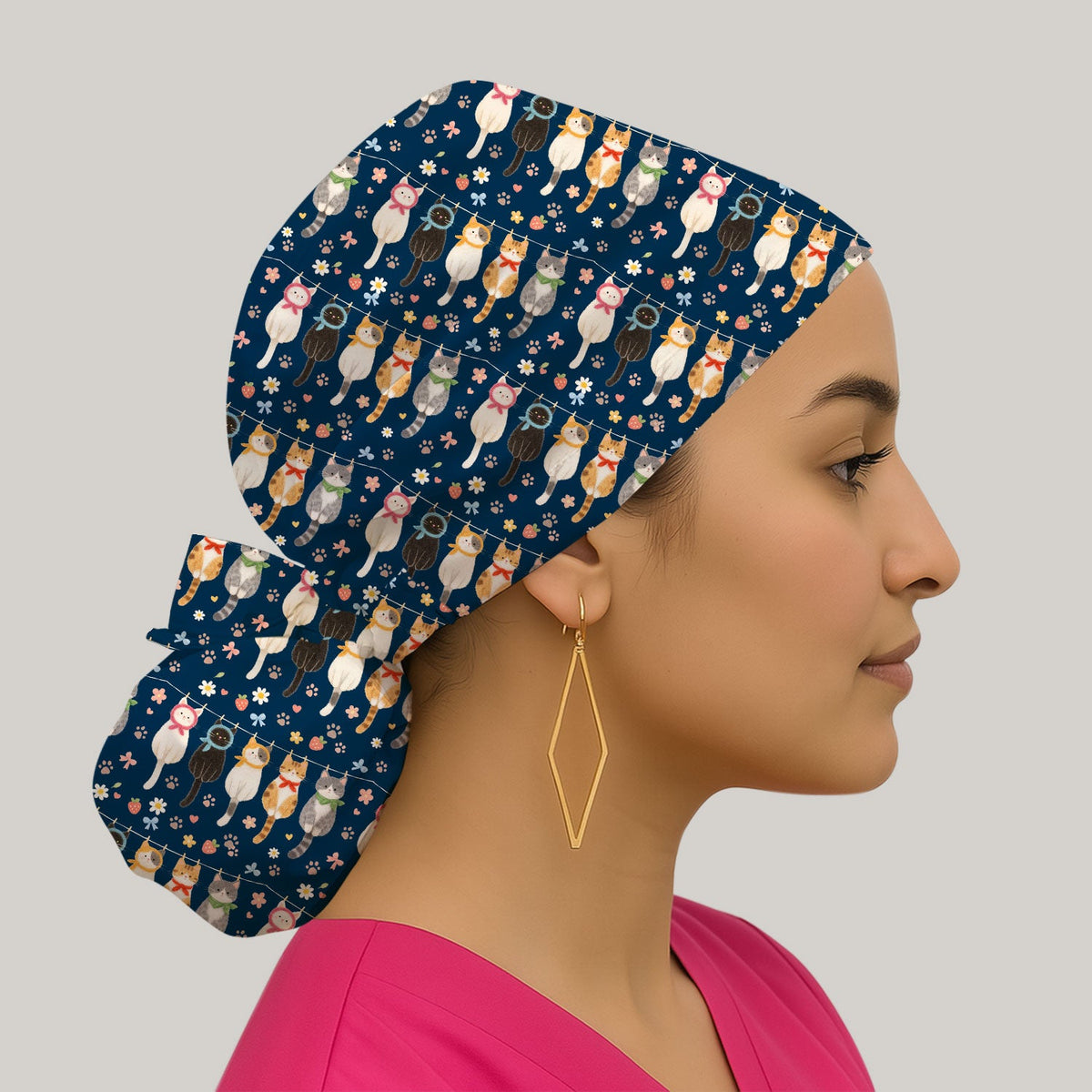 Cat Clothesline Scrub Cap