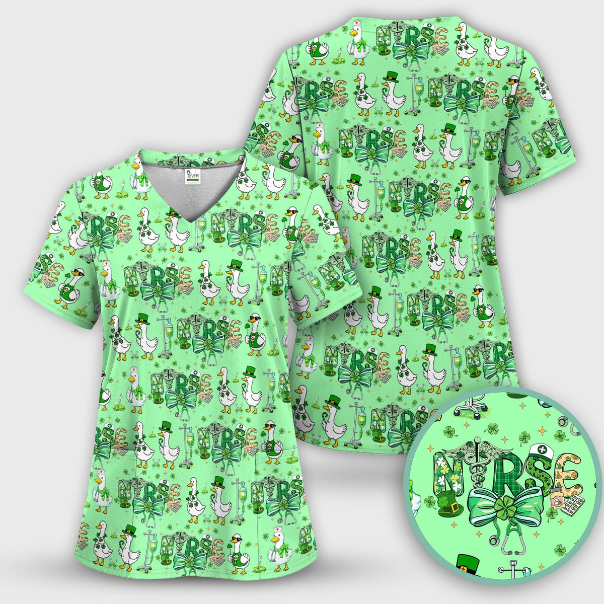 Shamrock Goose Nurse Scrub Set - St Patricks Day Gift