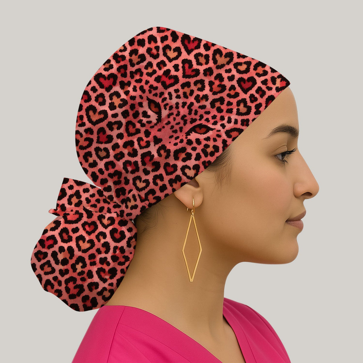 Leopard Pink Nurse Scrub Cap