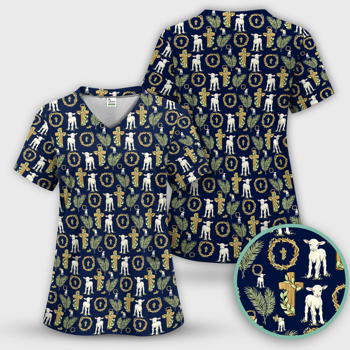 Faith Lamb Cross Nurse Scrub Set