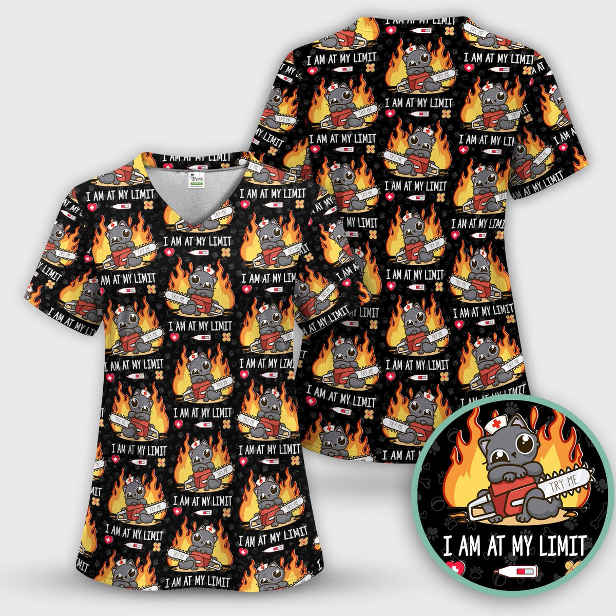 Cat I Am At My Limit Nurse Scrub Top