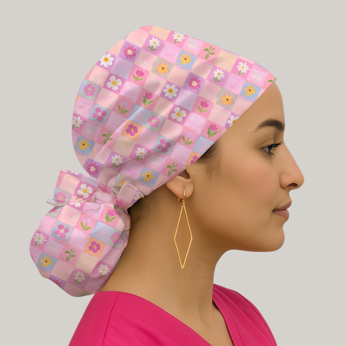 Lovely Pastel Floral Patchwork Scrub Cap