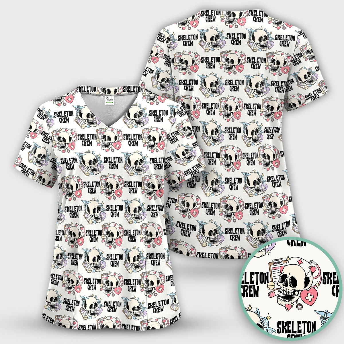 Skeleton Crew Nurse Scrub Top - Halloween Gift