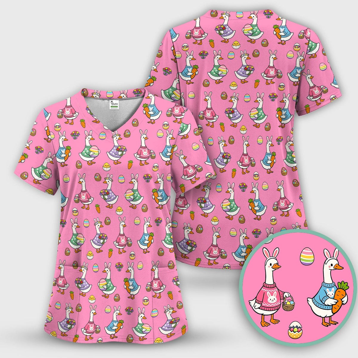 Easter Goose Nurse Scrub Top