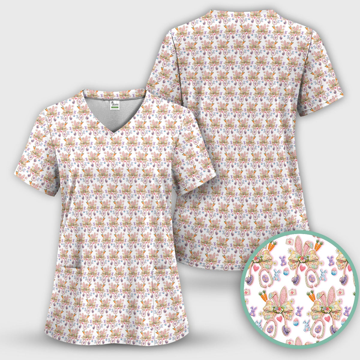 Bunny Stethoscope Nurse Scrub Top - Easter Gift