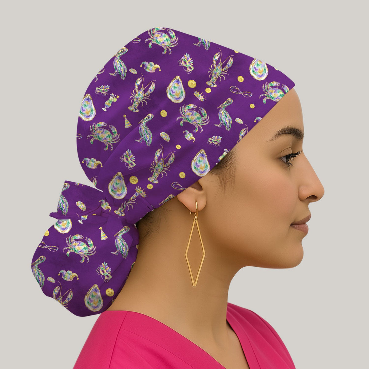 Mardi Gras Seafood Scrub Cap